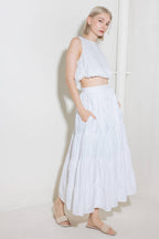 SIMPLY SPELLBOUND WHITE WOVEN FULL MIDI SKIRT Flying Tomato