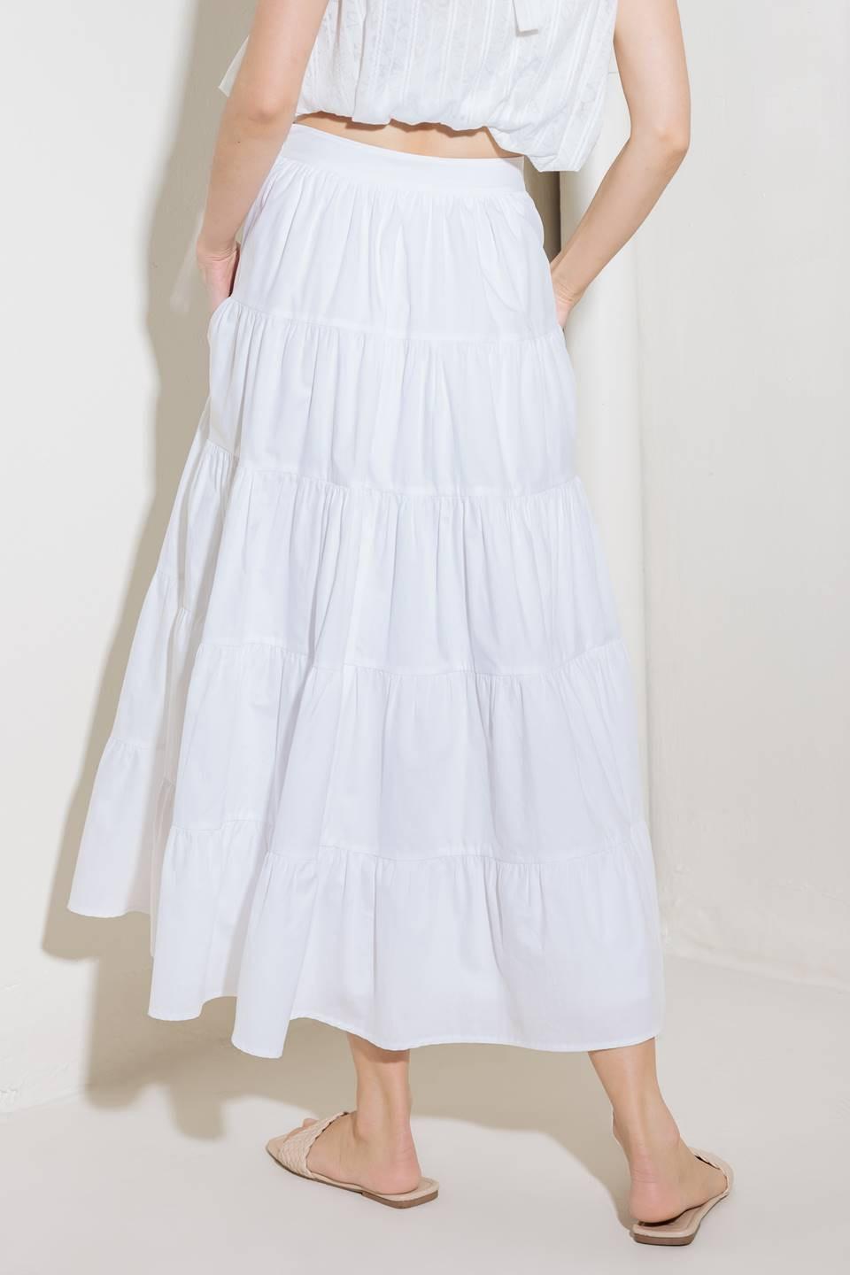 SIMPLY SPELLBOUND WHITE WOVEN FULL MIDI SKIRT Flying Tomato