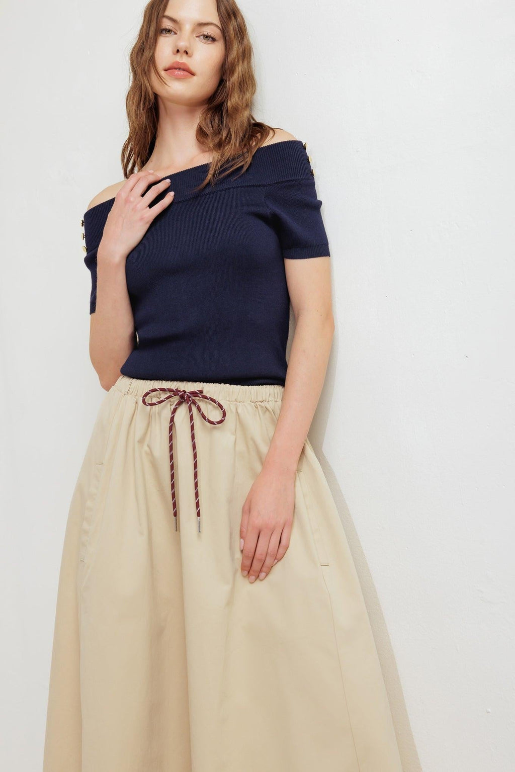 WEEKEND PARISIAN WOVEN MIDI SKIRT Flying Tomato