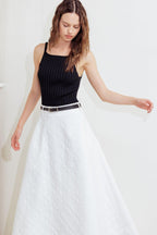 DOWNTOWN EASE WOVEN MIDI SKIRT Flying Tomato