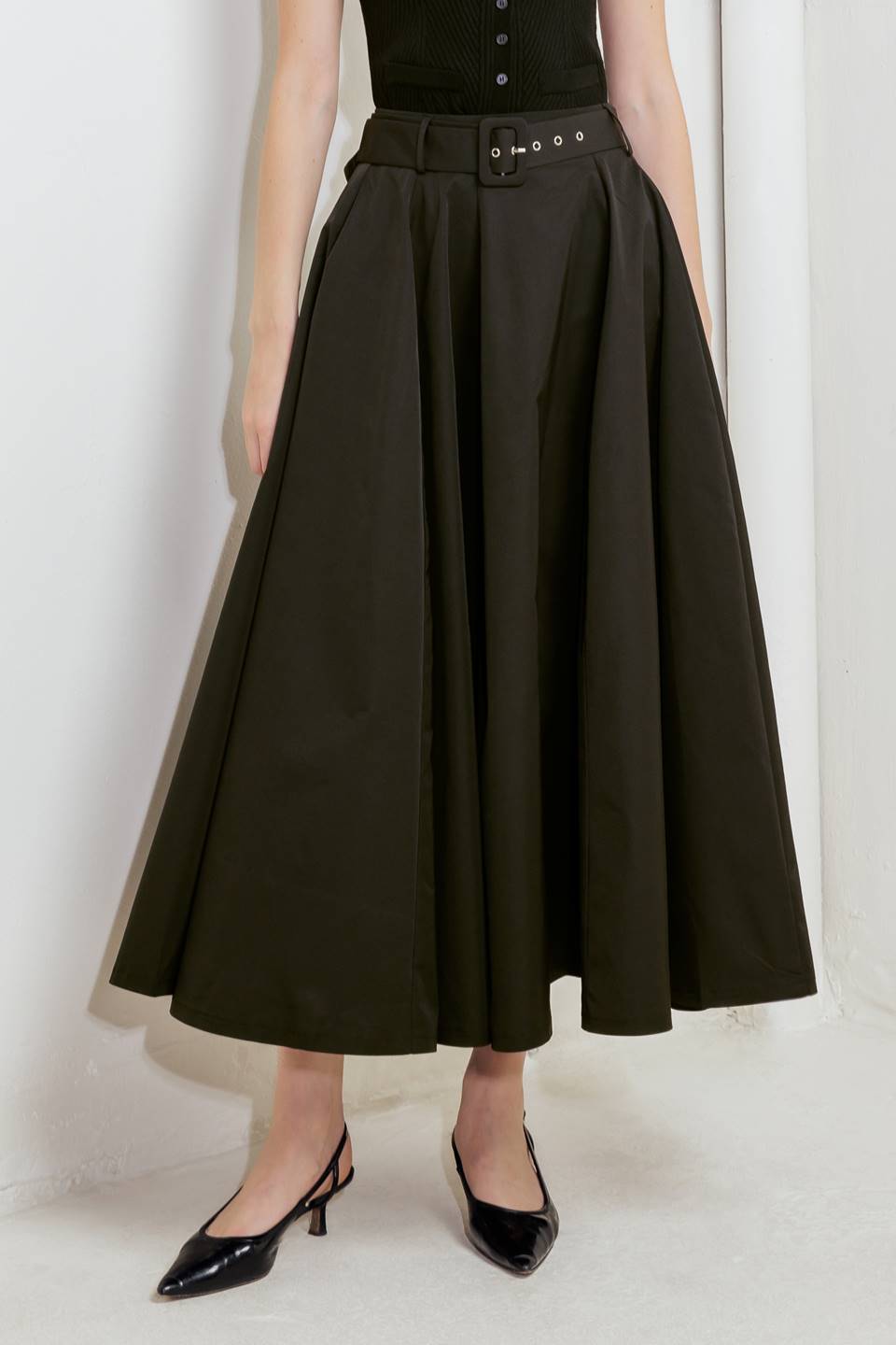 ROUGE ALLURE WOVEN FULL MIDI SKIRT Flying Tomato