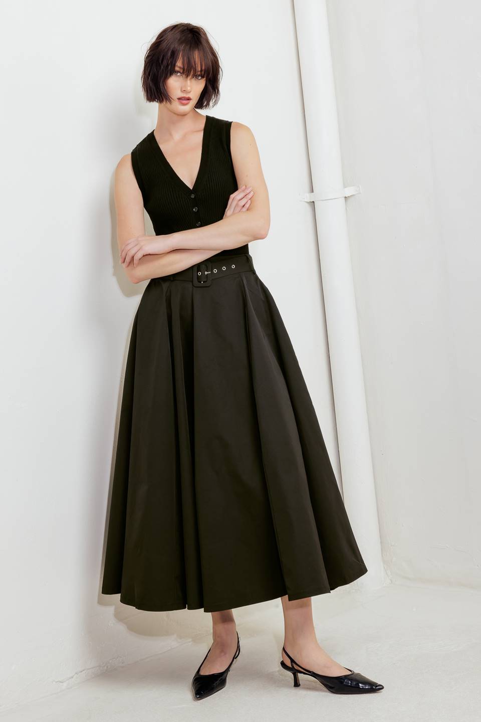 ROUGE ALLURE WOVEN FULL MIDI SKIRT Flying Tomato