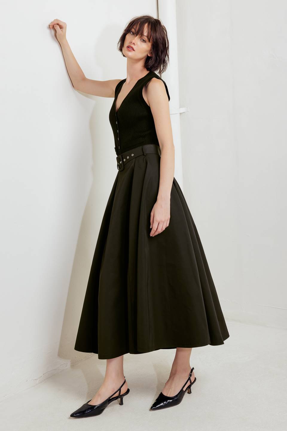ROUGE ALLURE WOVEN FULL MIDI SKIRT Flying Tomato