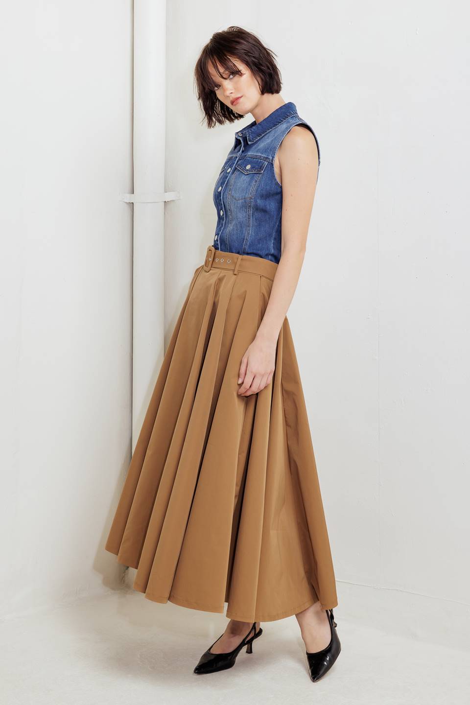 ROUGE ALLURE WOVEN FULL MIDI SKIRT Flying Tomato