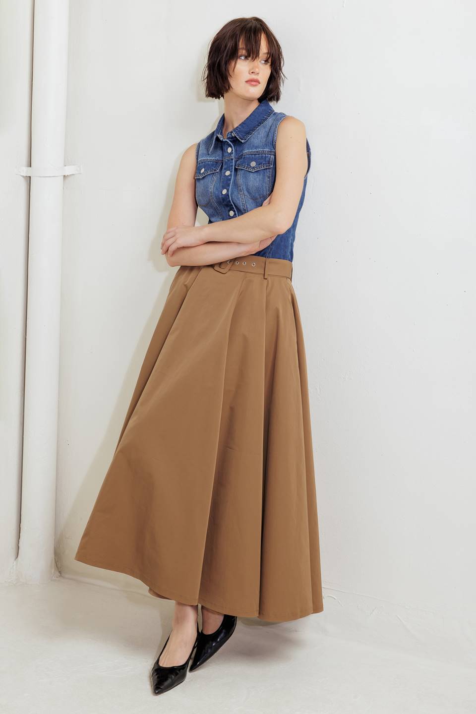 ROUGE ALLURE WOVEN FULL MIDI SKIRT Flying Tomato
