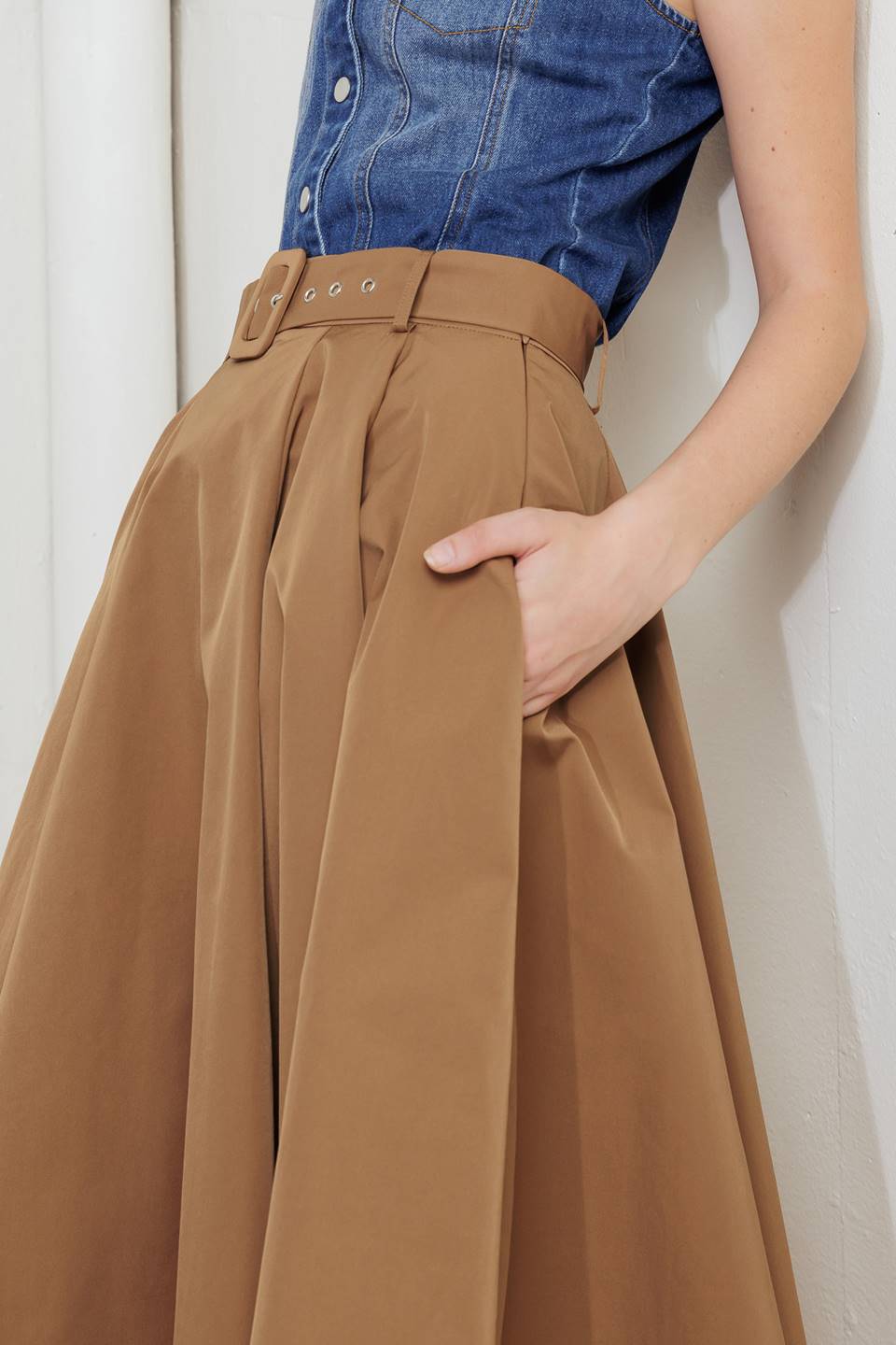 ROUGE ALLURE WOVEN FULL MIDI SKIRT Flying Tomato