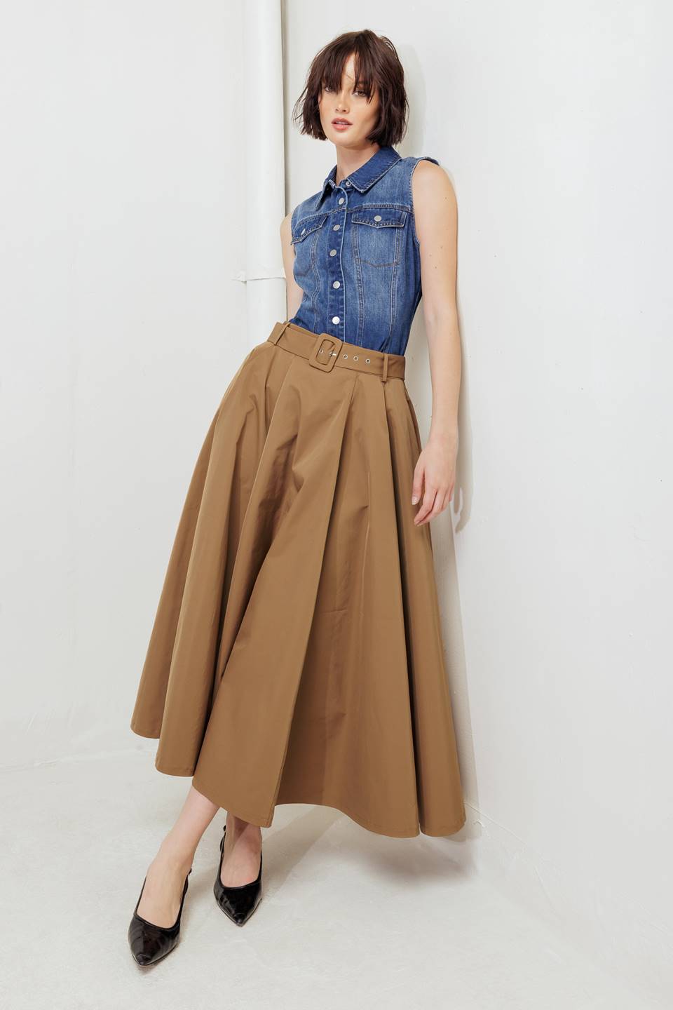 ROUGE ALLURE WOVEN FULL MIDI SKIRT Flying Tomato