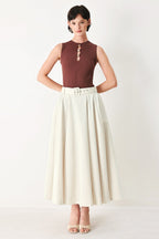 ROUGE ALLURE WOVEN FULL MIDI SKIRT Flying Tomato