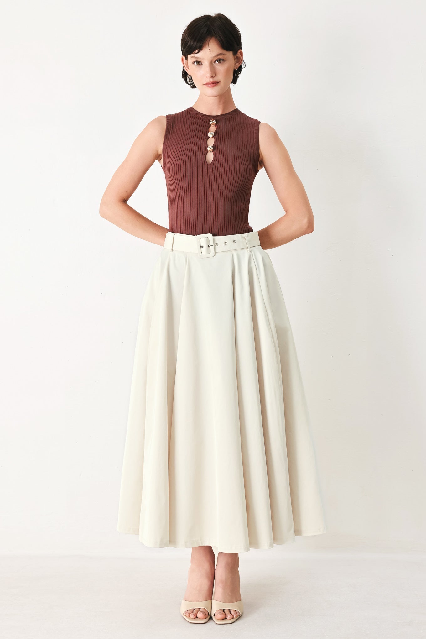 ROUGE ALLURE WOVEN FULL MIDI SKIRT Flying Tomato