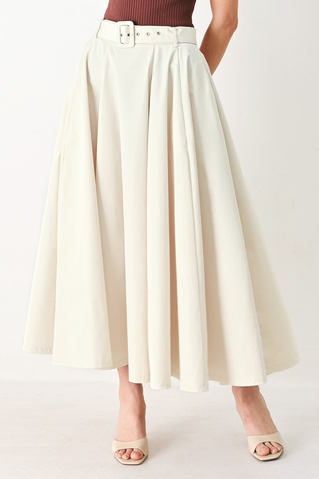 ROUGE ALLURE WOVEN FULL MIDI SKIRT Flying Tomato