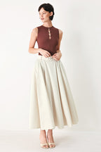ROUGE ALLURE WOVEN FULL MIDI SKIRT Flying Tomato