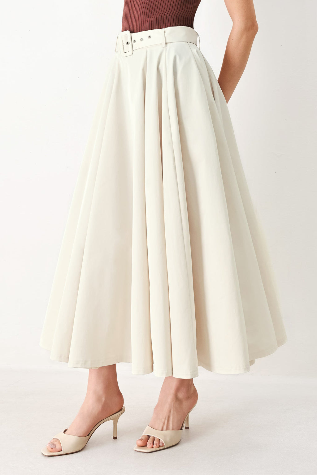 ROUGE ALLURE WOVEN FULL MIDI SKIRT Flying Tomato