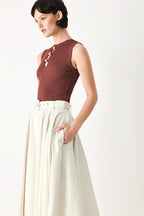 ROUGE ALLURE WOVEN FULL MIDI SKIRT Flying Tomato