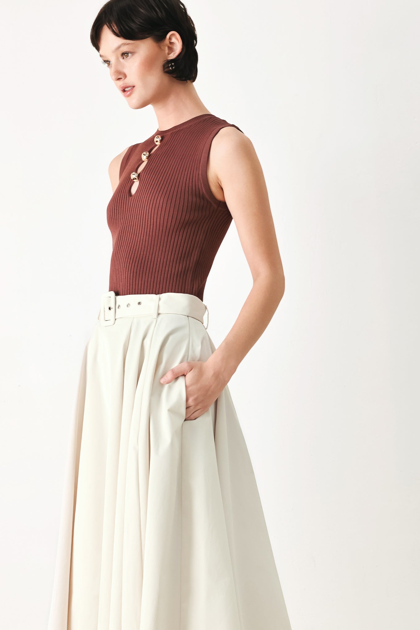 ROUGE ALLURE WOVEN FULL MIDI SKIRT Flying Tomato