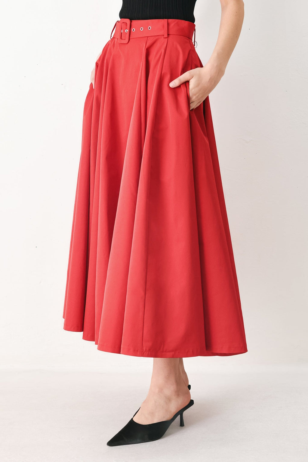 ROUGE ALLURE WOVEN FULL MIDI SKIRT Flying Tomato