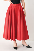 ROUGE ALLURE WOVEN FULL MIDI SKIRT Flying Tomato