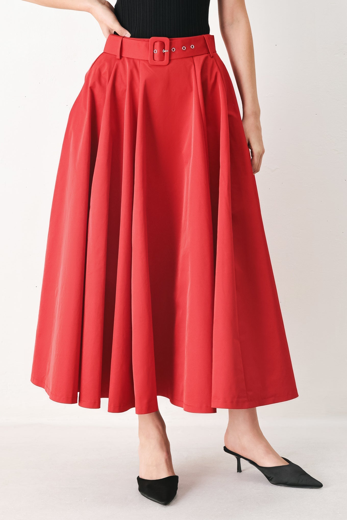 ROUGE ALLURE WOVEN FULL MIDI SKIRT Flying Tomato