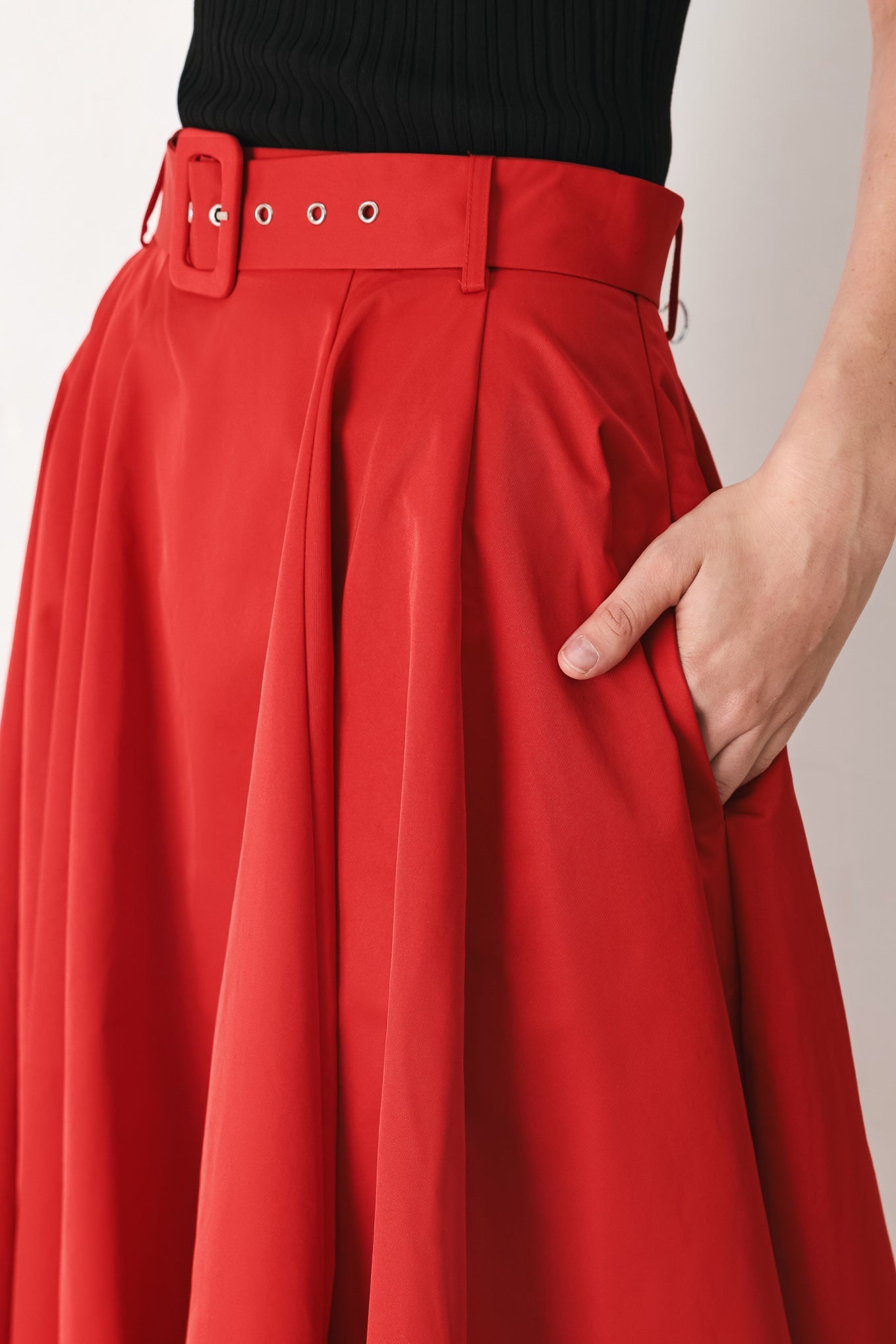 ROUGE ALLURE WOVEN FULL MIDI SKIRT Flying Tomato
