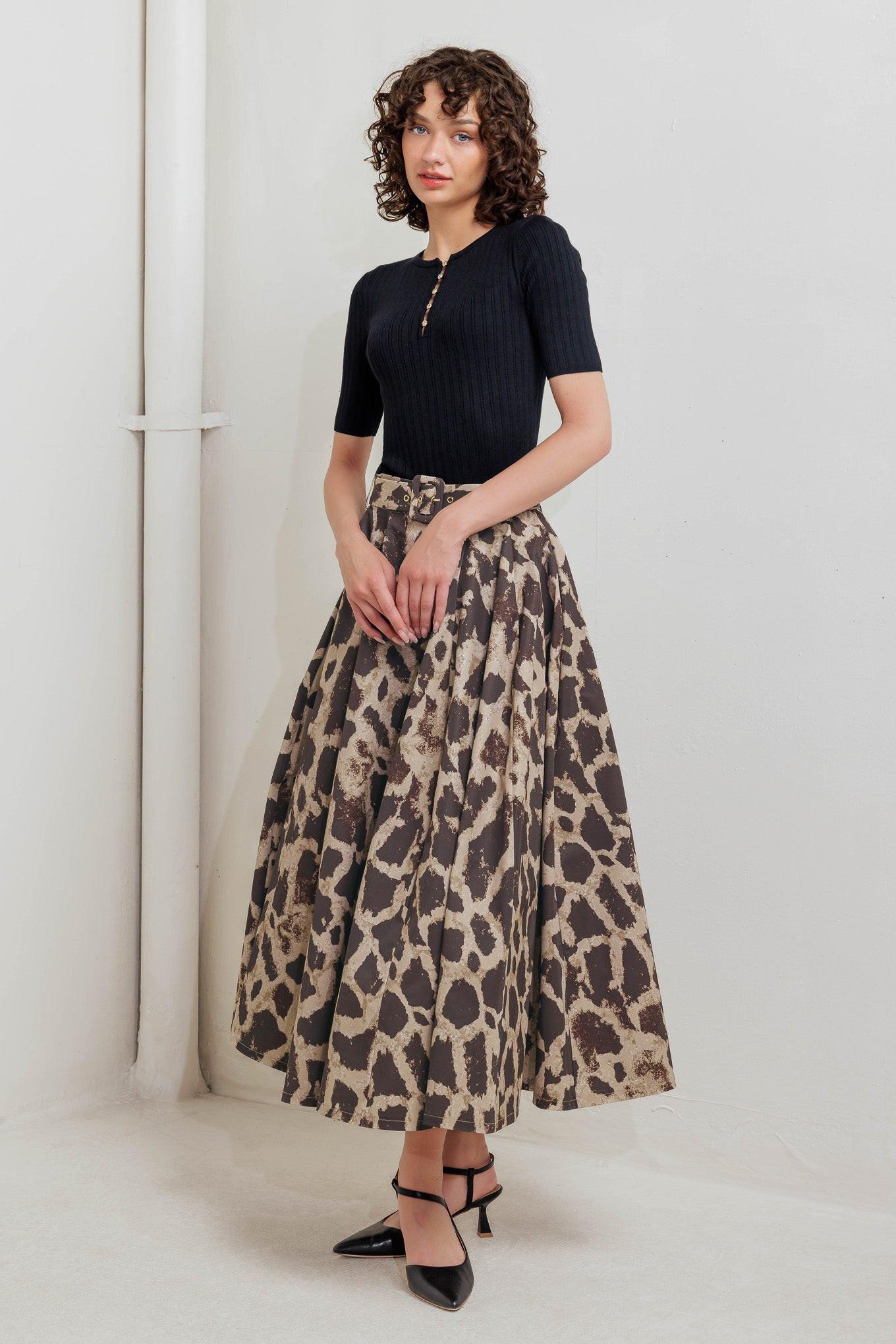 LEO LOVER WOVEN FULL MIDI SKIRT Flying Tomato