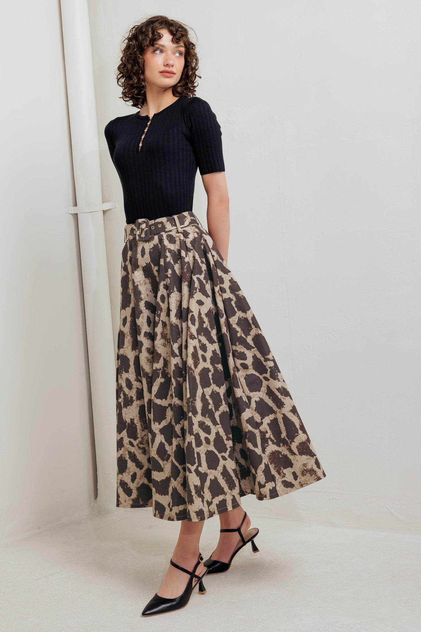 LEO LOVER WOVEN FULL MIDI SKIRT Flying Tomato