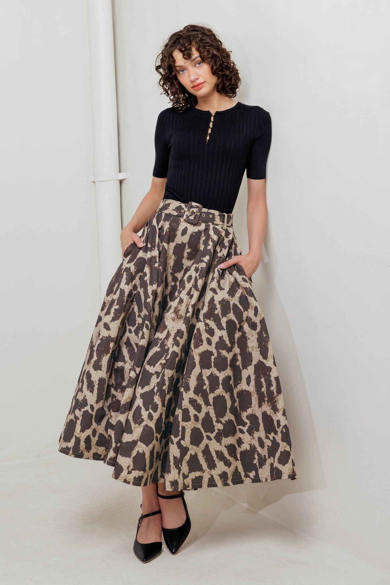 LEO LOVER WOVEN FULL MIDI SKIRT Flying Tomato