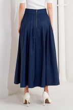 LUXE FLARE WOVEN PLEATED MIDI SKIRT Flying Tomato