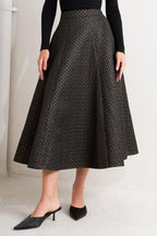 EVENING SCULPT METALLIC WOVEN CIRCLE SKIRT Flying Tomato