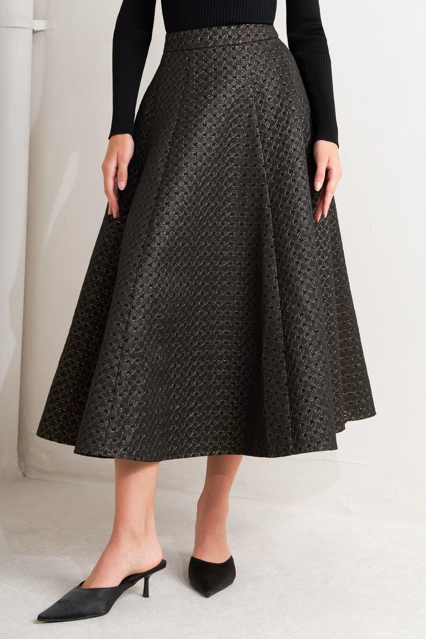 EVENING SCULPT METALLIC WOVEN CIRCLE SKIRT Flying Tomato