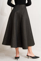 EVENING SCULPT METALLIC WOVEN CIRCLE SKIRT Flying Tomato