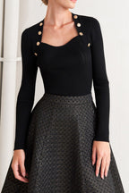 EVENING SCULPT METALLIC WOVEN CIRCLE SKIRT Flying Tomato