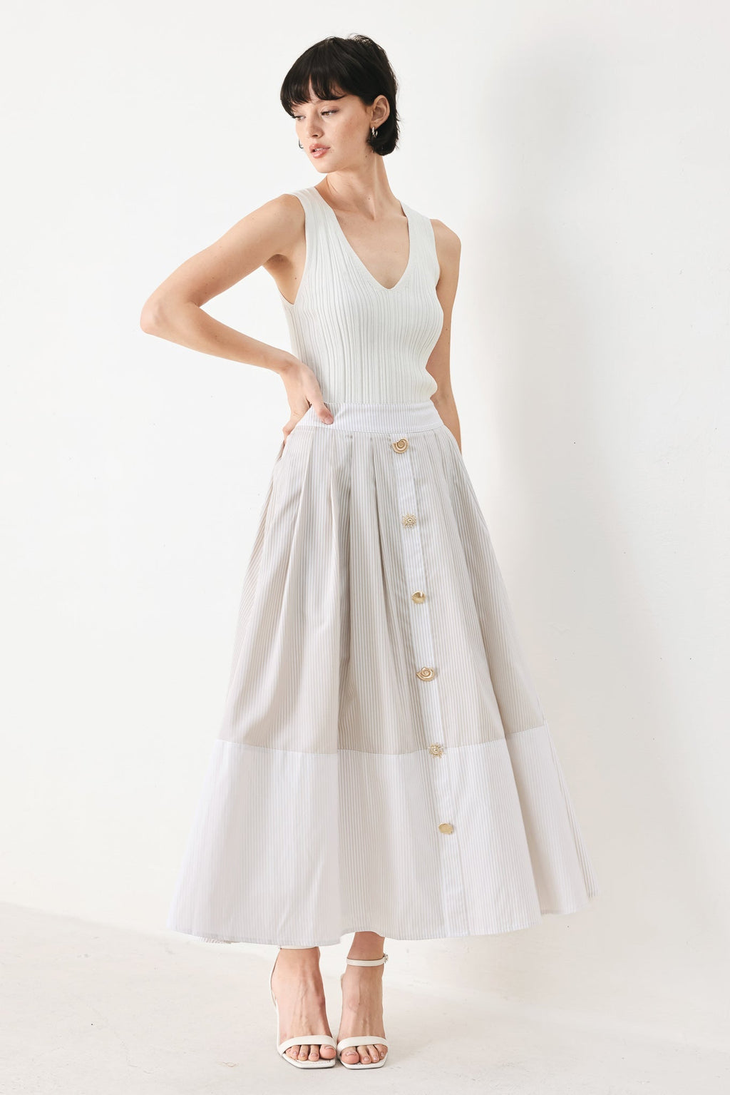 COASTAL LIGHT WOVEN MIDI SKIRT Flying Tomato
