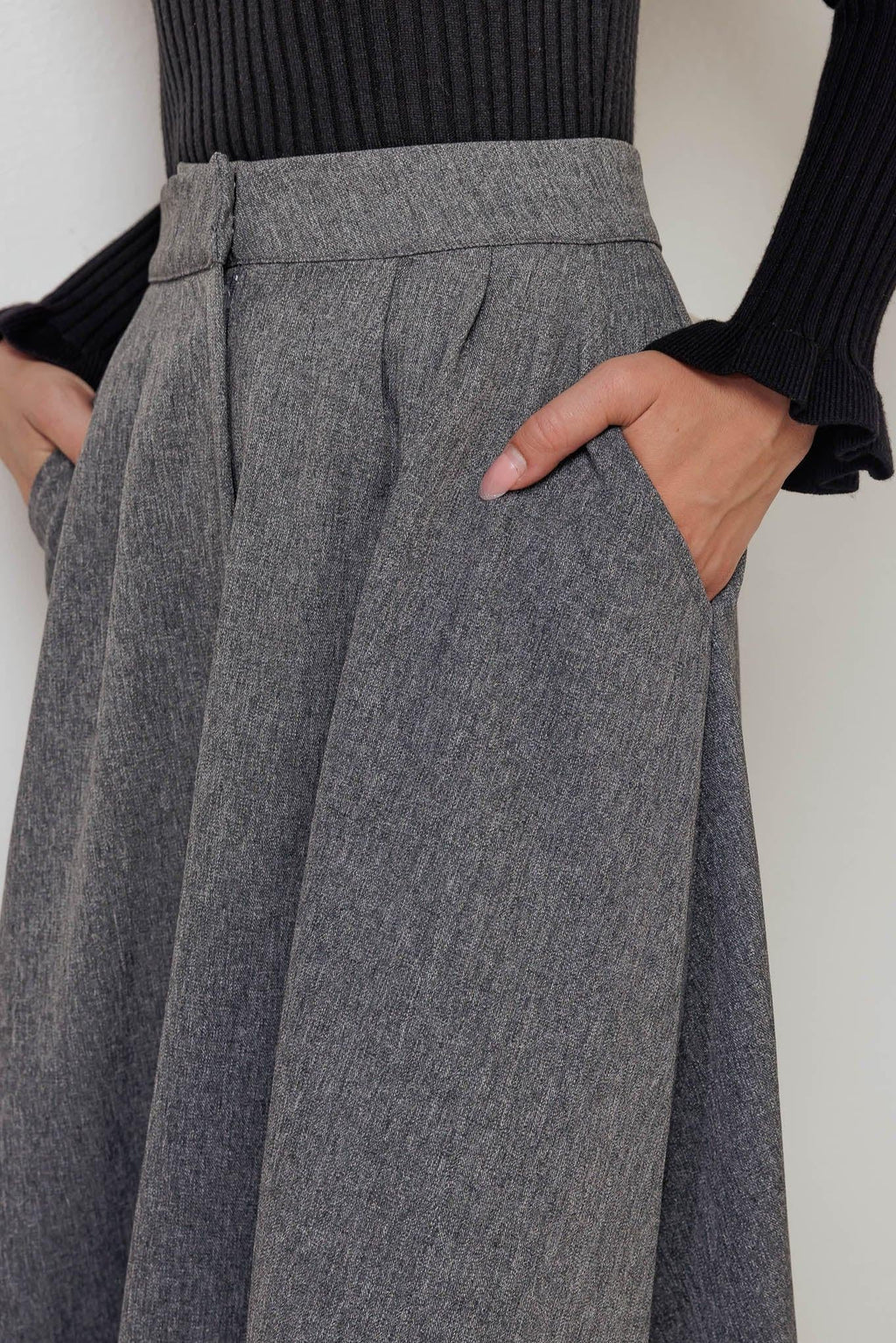 TIMELESS LOOK WOVEN MIDI CIRCLE SKIRT Flying Tomato