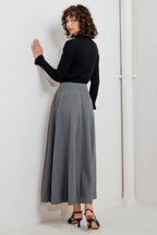 TIMELESS LOOK WOVEN MIDI CIRCLE SKIRT Flying Tomato