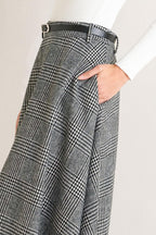 CITY CHECKLINE WOOLEN WOVEN MIDI SKIRT Flying Tomato