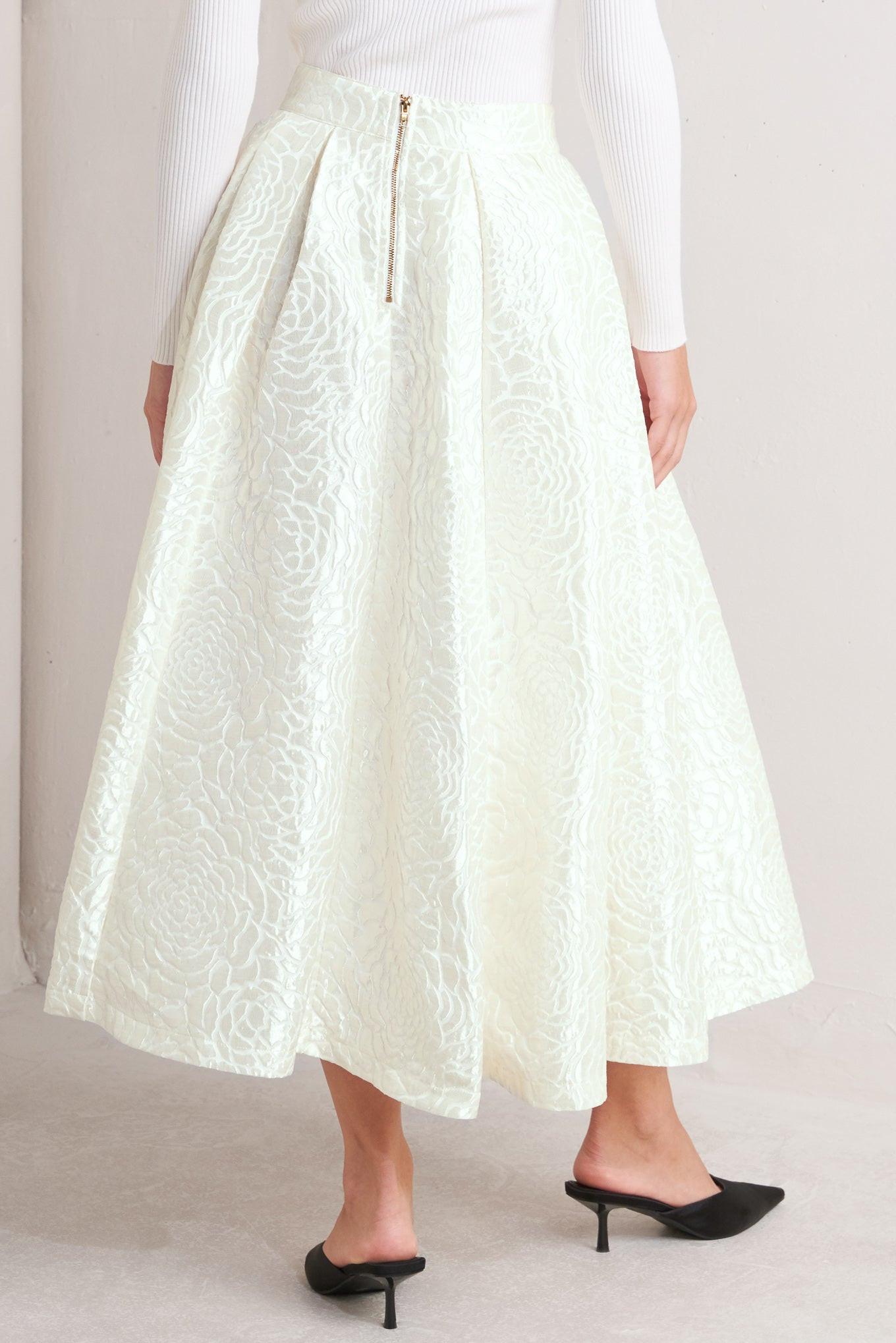 ROSÉ TEXTURE WOVEN FULL MIDI SKIRT Flying Tomato