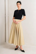 PALE FRAME WOVEN TAUPE CIRCLE SKIRT Flying Tomato
