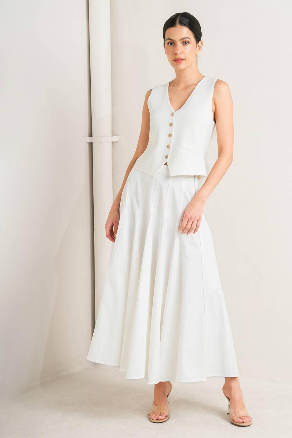PALE FRAME WHITE WOVEN CIRCLE SKIRT Flying Tomato