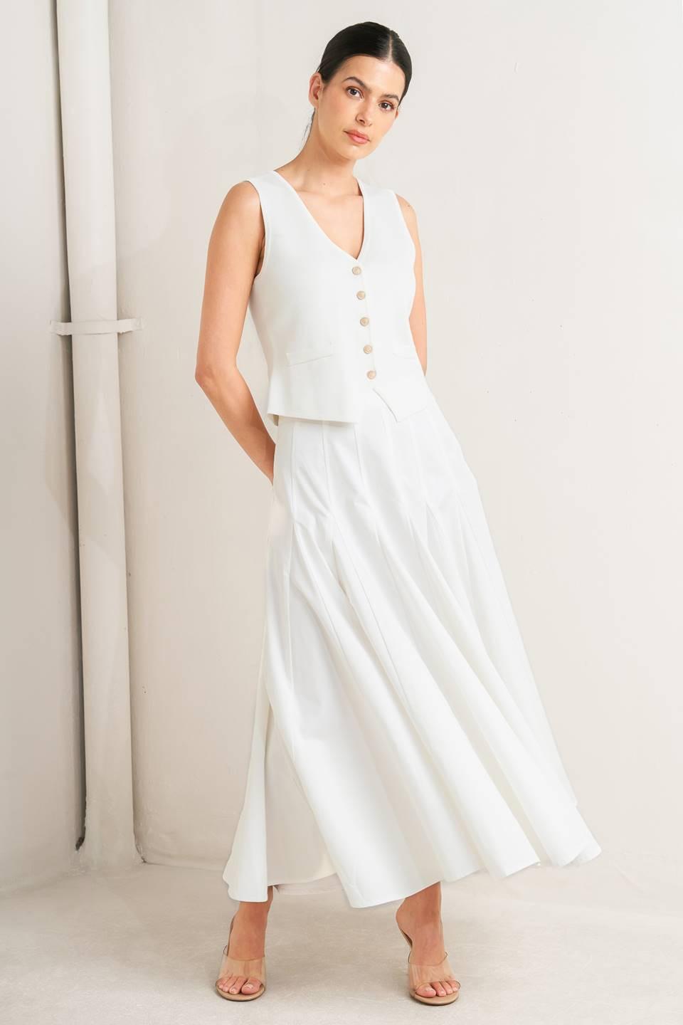 PALE FRAME WHITE WOVEN CIRCLE SKIRT Flying Tomato