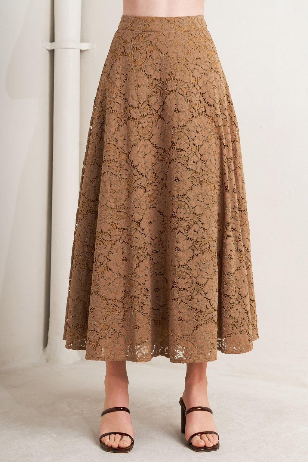 PURELY ROMANTIC WOVEN LACE MIDI SKIRT Flying Tomato