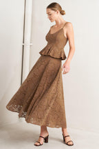 PURELY ROMANTIC WOVEN LACE MIDI SKIRT Flying Tomato
