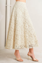 PURELY ROMANTIC WOVEN LACE MIDI SKIRT Flying Tomato