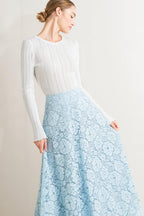 PURELY ROMANTIC WOVEN LACE MIDI SKIRT Flying Tomato