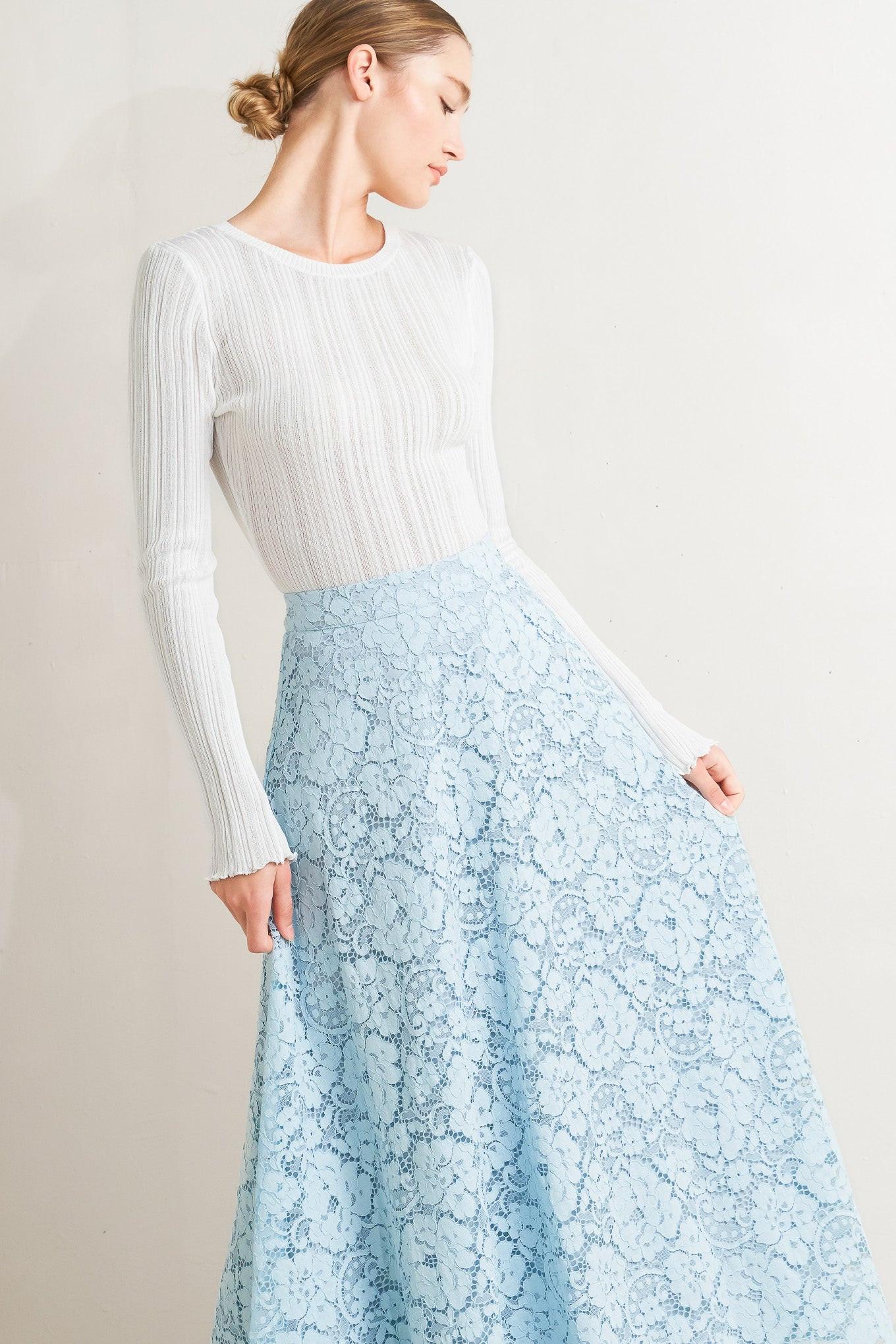 PURELY ROMANTIC WOVEN LACE MIDI SKIRT Flying Tomato