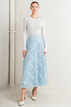 PURELY ROMANTIC WOVEN LACE MIDI SKIRT Flying Tomato