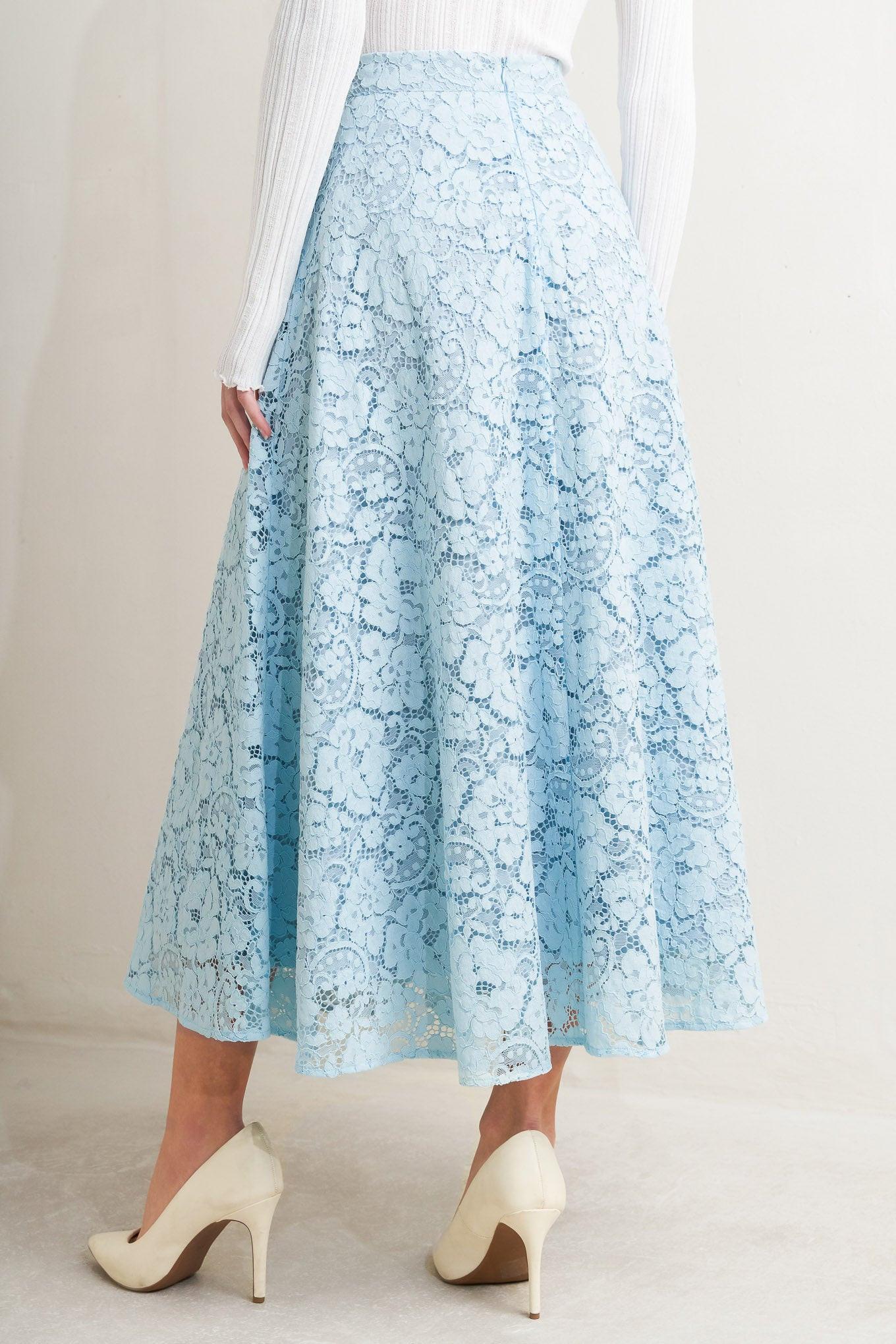 PURELY ROMANTIC WOVEN LACE MIDI SKIRT Flying Tomato