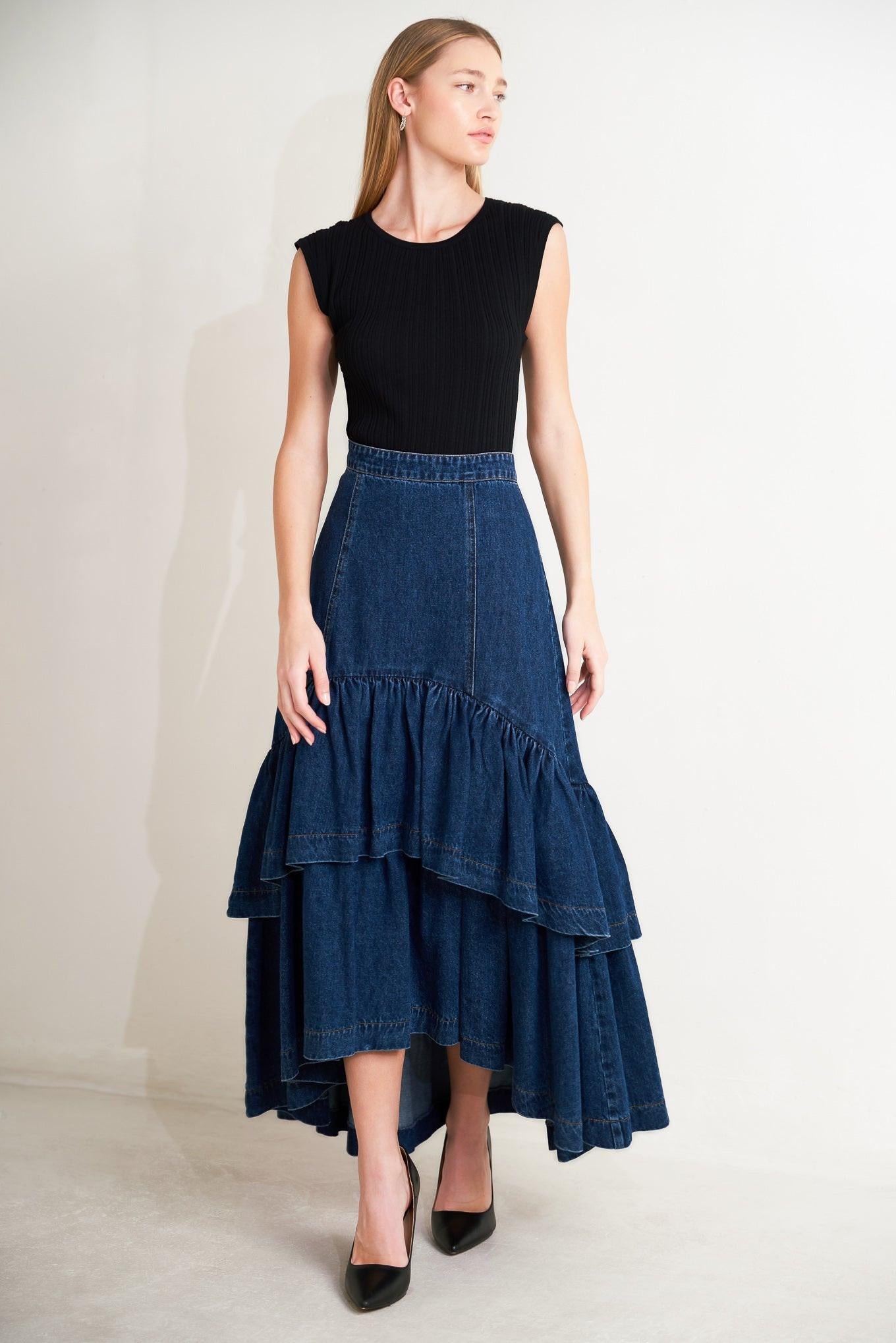 [PREORDER] SUNDAY STROLL DENIM MAXI SKIRT Flying Tomato