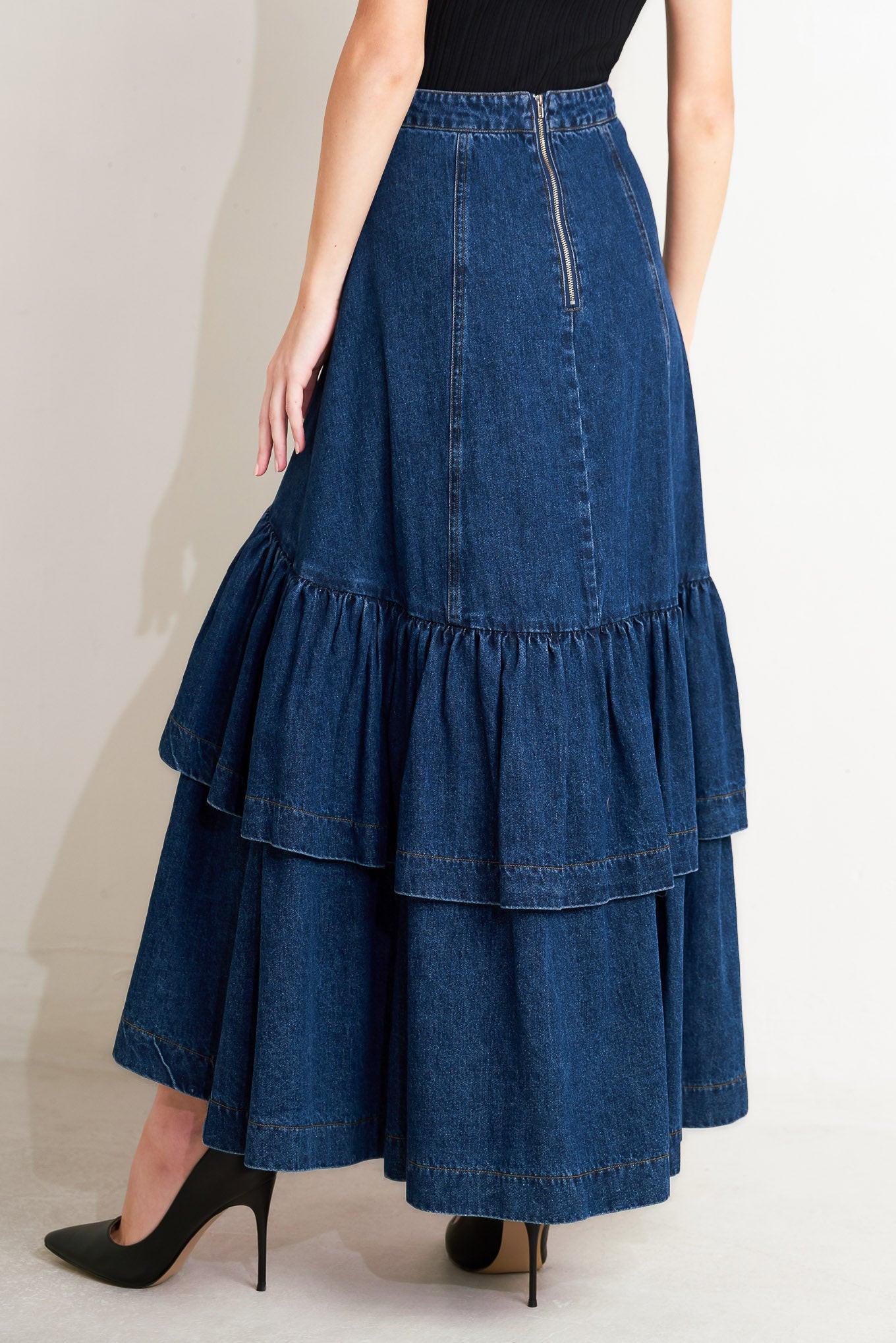 [PREORDER] SUNDAY STROLL DENIM MAXI SKIRT Flying Tomato
