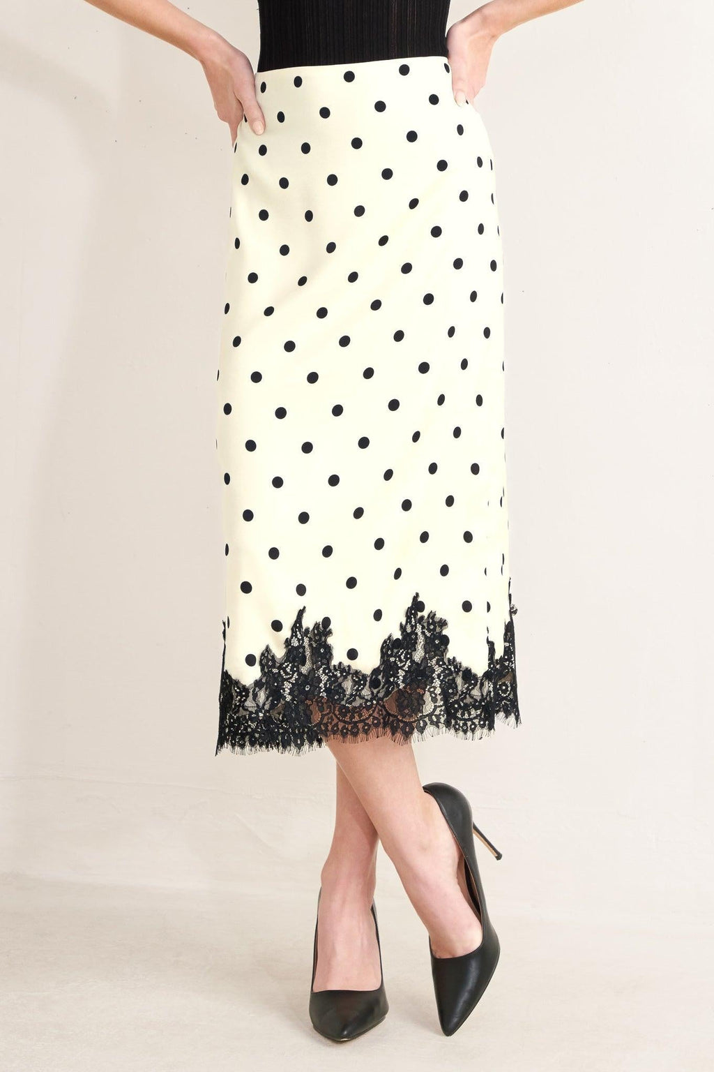 PARIS POLKA WOVEN MIDI PENCIL SKIRT Flying Tomato
