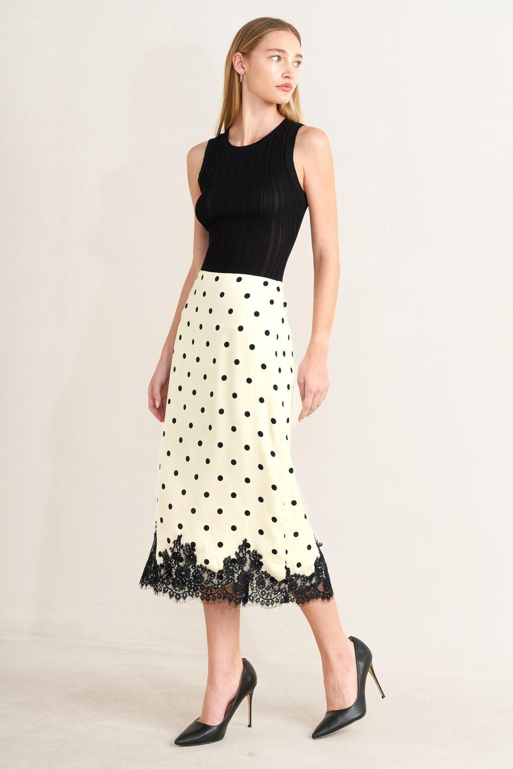 PARIS POLKA WOVEN MIDI PENCIL SKIRT Flying Tomato