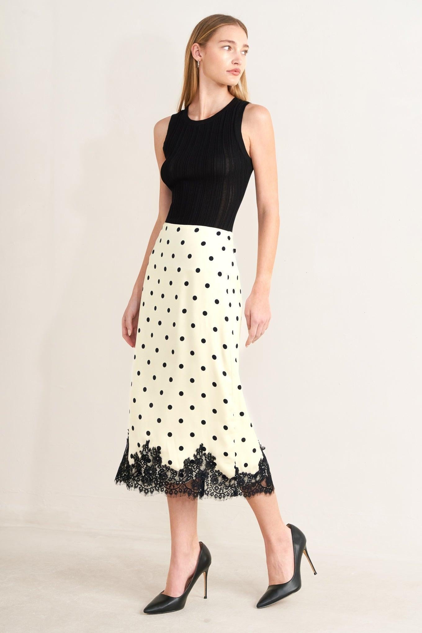 PARIS POLKA WOVEN MIDI PENCIL SKIRT Flying Tomato